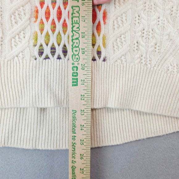 Maeve Anthropologie V Neck Wool Sweater Rainbow Colorful Cable Knit Pullover Md - Picture 7 of 10